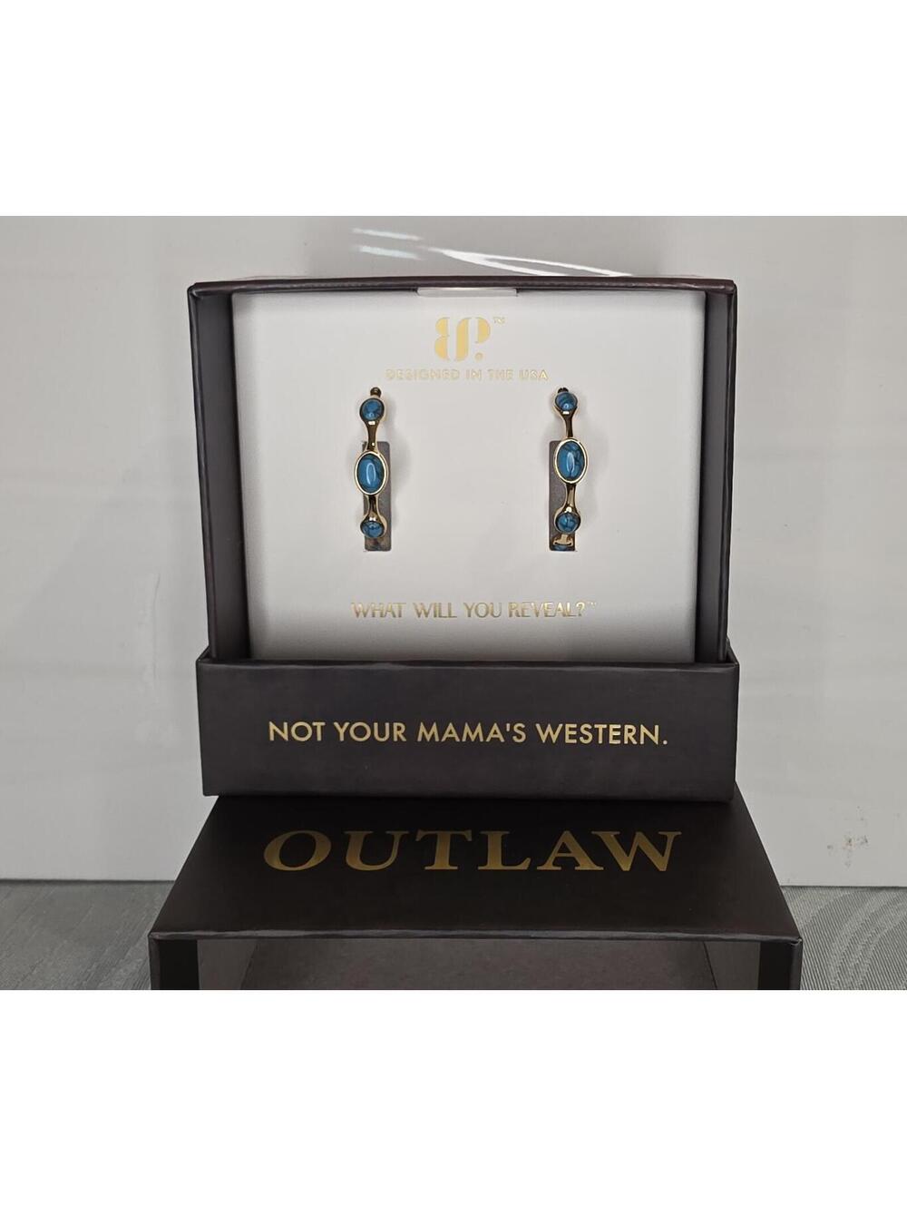 Outlaw Earrings This Ain't My First Rodeo Turquoise Magnesite Gold Plating